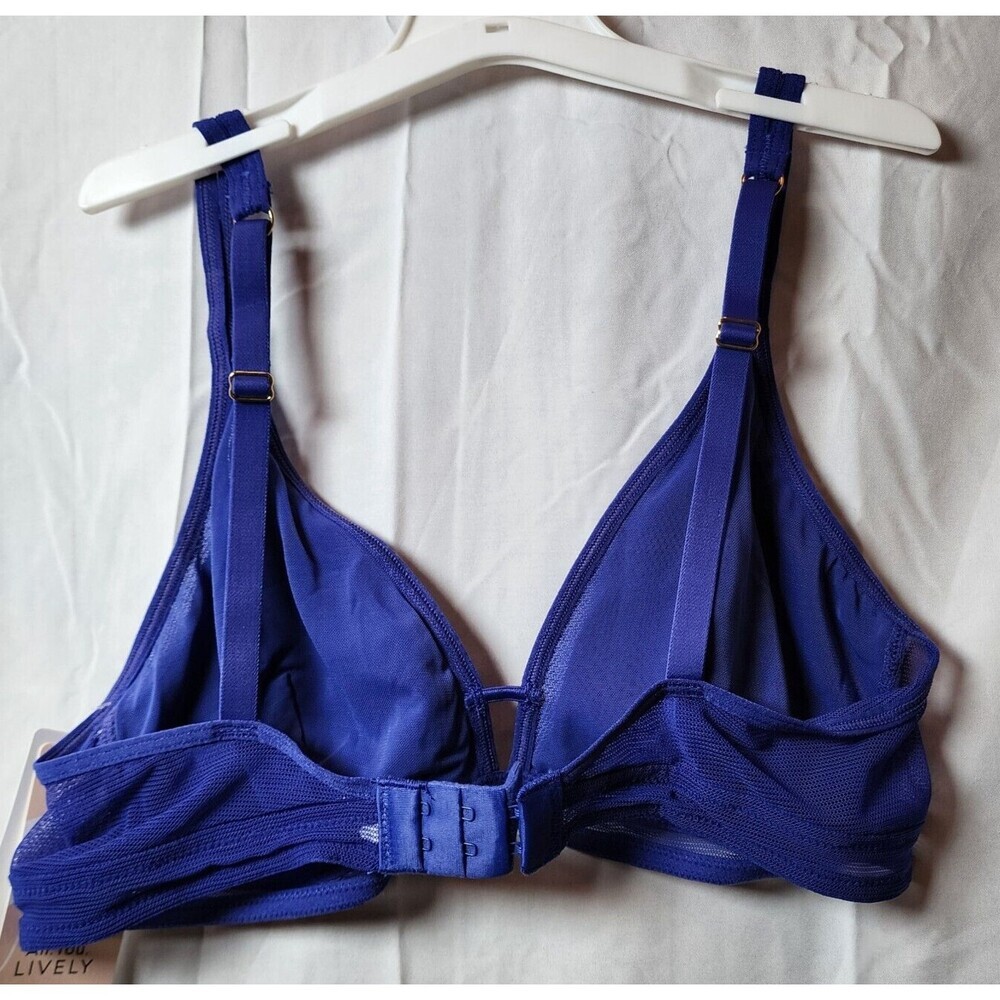 New Lively Women's Blue Wireless Semi Sheer Bra Adjustable Straps Size M - Picture 3 of 4